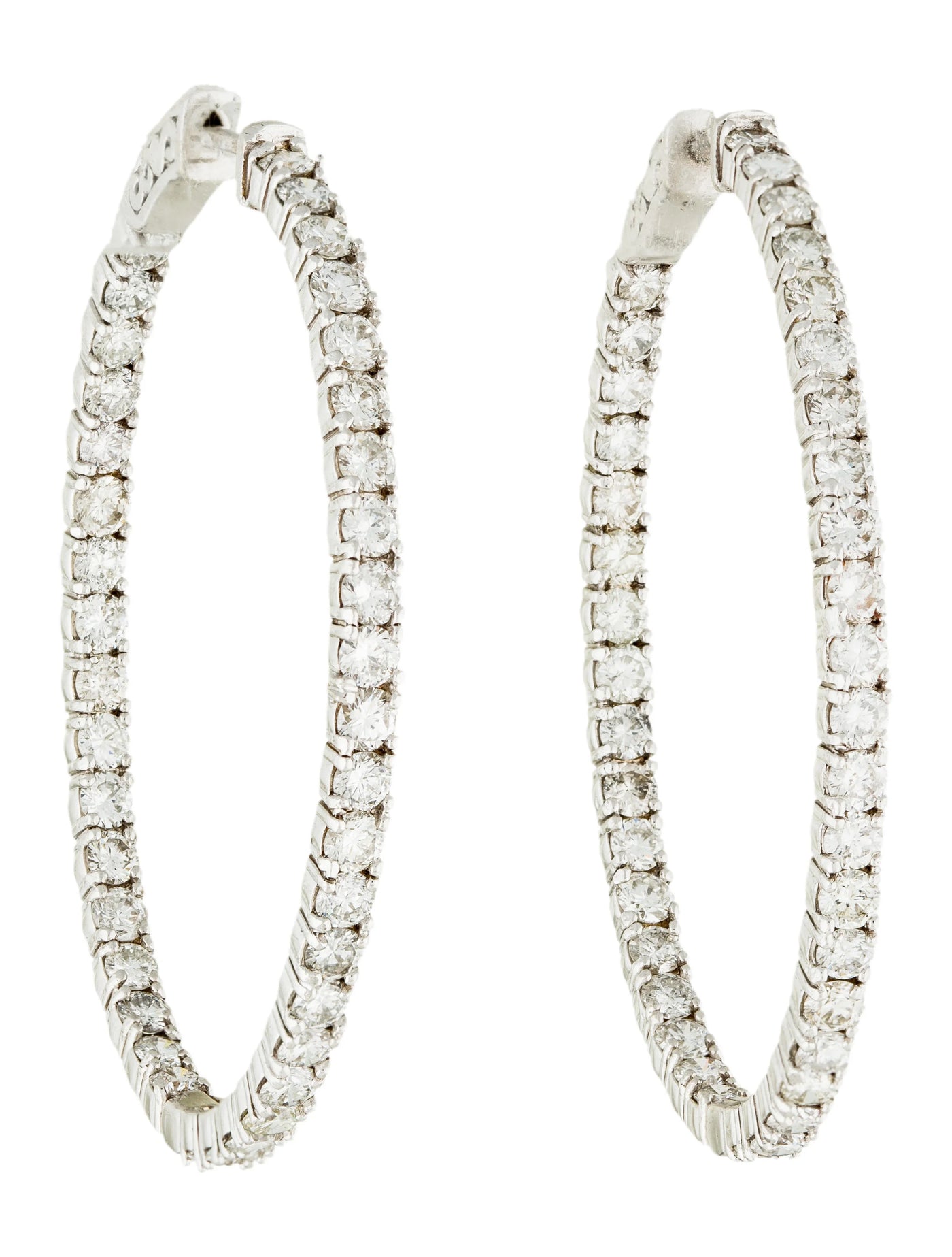 Diamond Oval Hoop Earrings